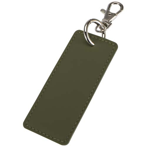 Porte-clés publicitaire rectangulaire en PU recyclé Resi Plus Vert forêt